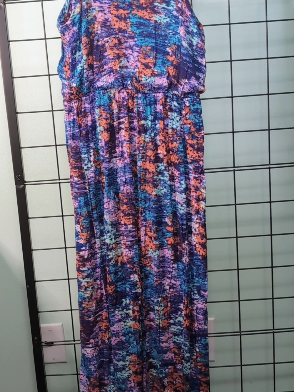LUSH Multicolor Abstract Print Maxi Dress Spaghetti Strap Size Small